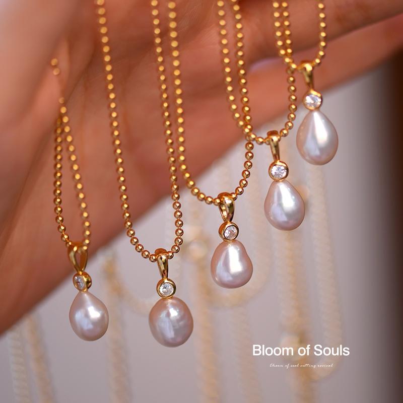 《落珠》纯银天然巴洛克珍珠项链