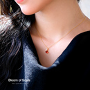 吊坠小众女 原创设计纯银天然糖塔红石榴石项链复古法式 红豆蔻