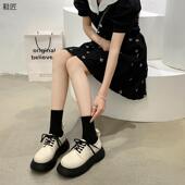 女2024年春季 绑带新款 复古百搭系带厚底鞋 依依英伦风单鞋 单鞋 系带