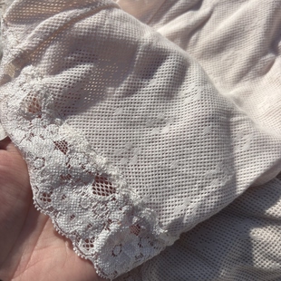 35分打底裤 100%全棉华夫格提花 外贸日单女士纯棉高腰蕾丝安全裤