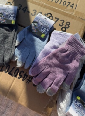 出口原箱！外贸单男女款冬季保暖魔术手套可解屏拉绒五指针织手套