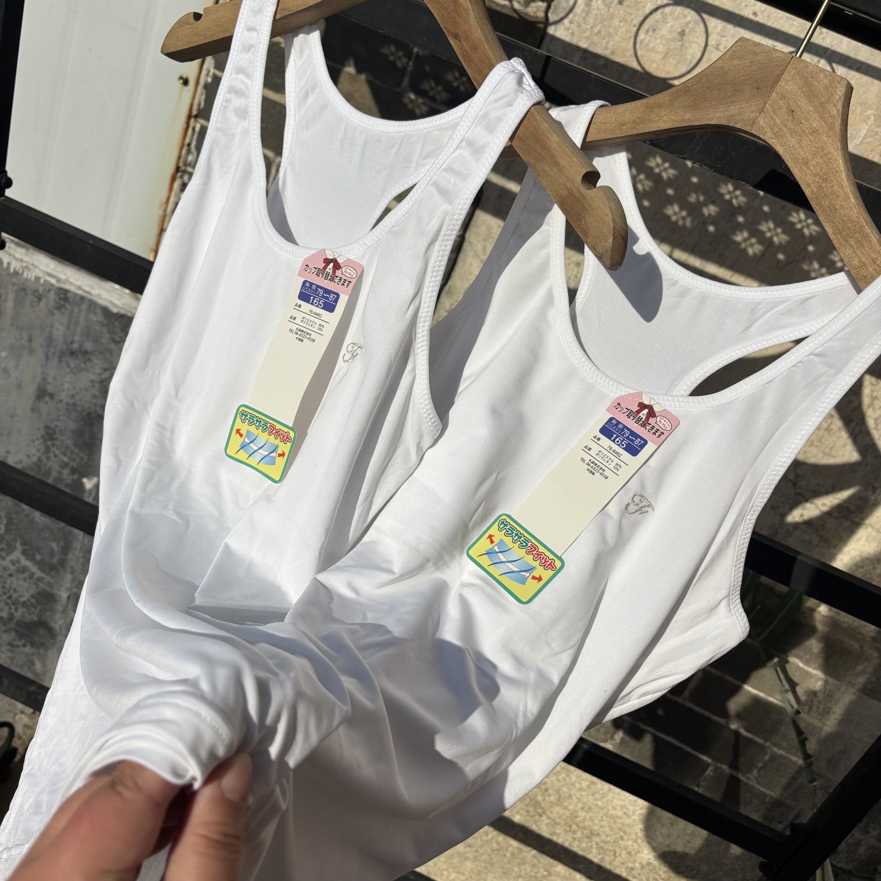 防走光！外贸日本单少女大童带胸垫速干运动打底内衣工字背心上衣