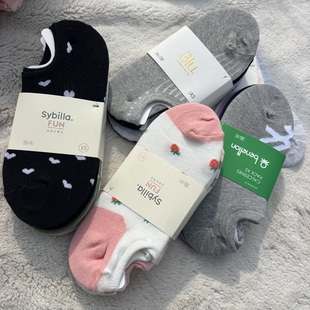 出口智利订单 纯棉透气隐形短筒袜子可爱草莓爱心船袜 外贸女薄款