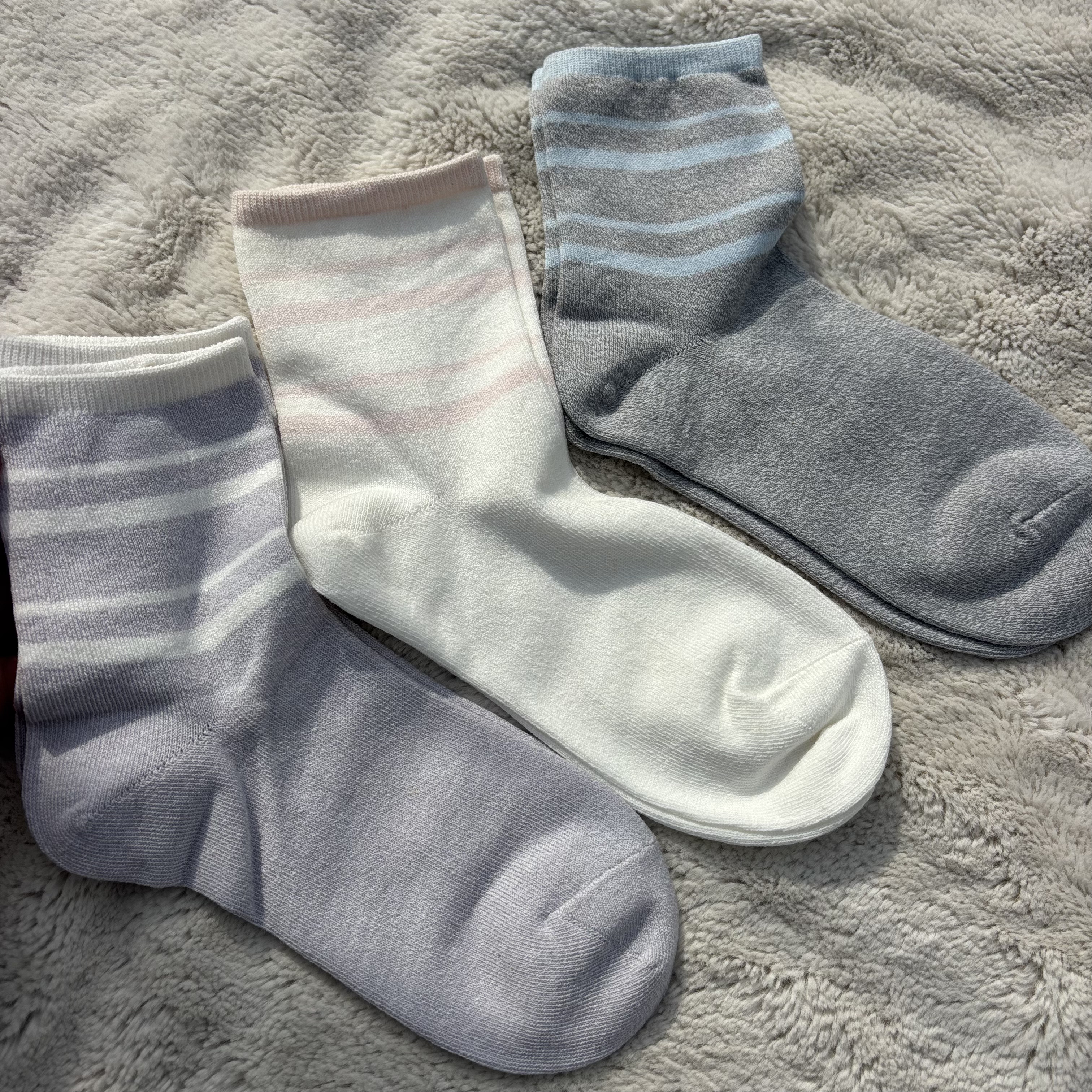 岛国客供！外贸日单女春夏季薄款纯棉中筒袜子彩色条纹卷边松口袜