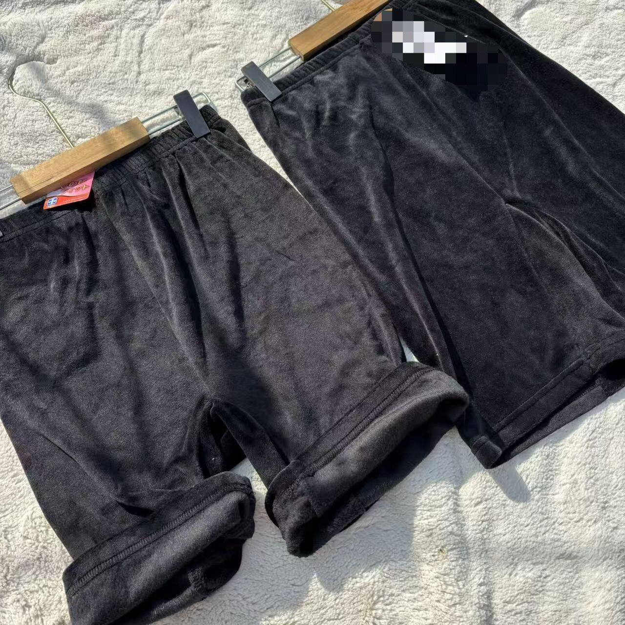 超柔金丝绒!外贸日单女士黑色短裤五5分冬季加绒休闲短裤打底裤