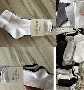 外贸出口英国 运动潮短筒中筒袜棉袜 女纯棉松口袜子白色短袜秋季