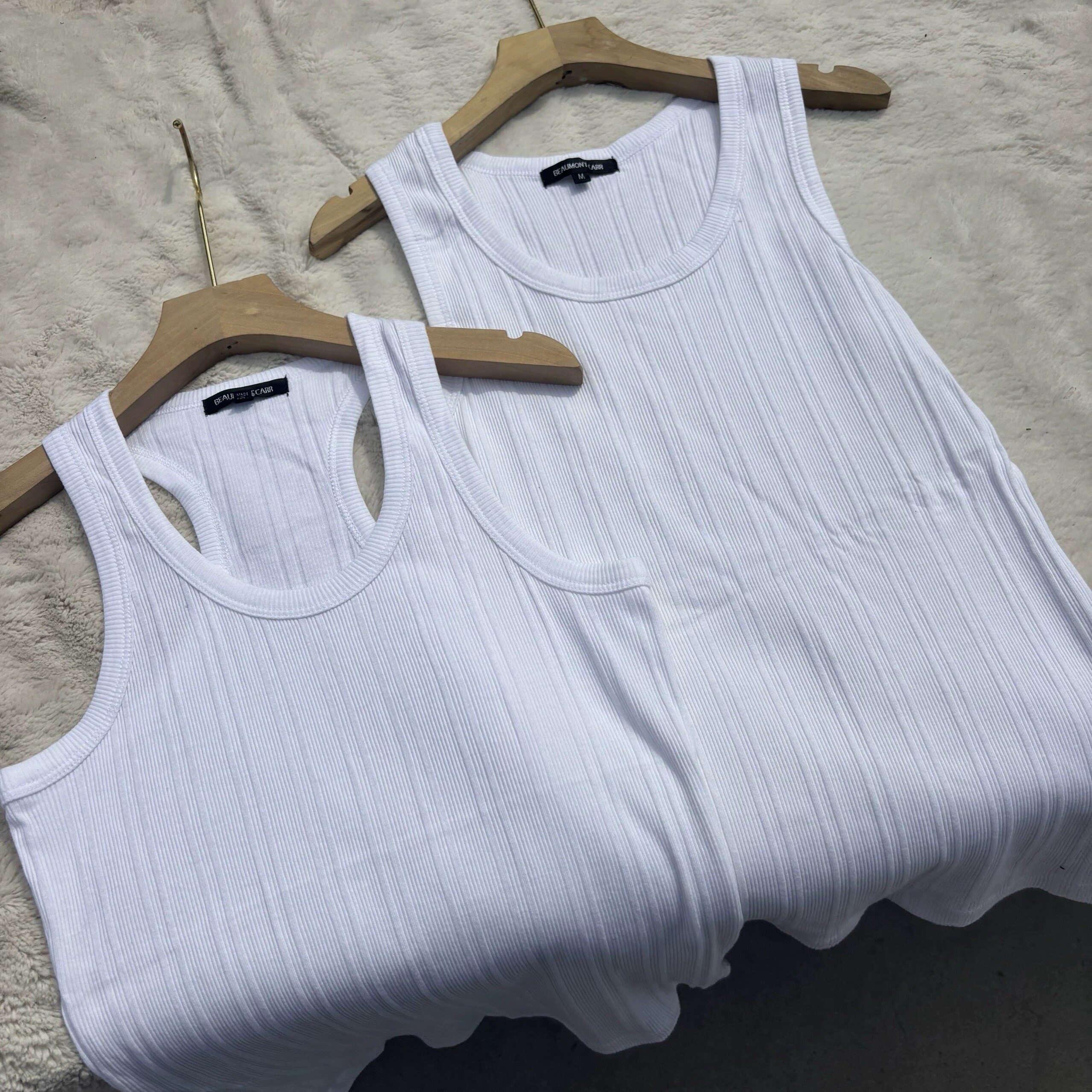 外贸日单女士夏季纯棉螺纹薄款圆领高弹修身背心工字无袖打底内搭