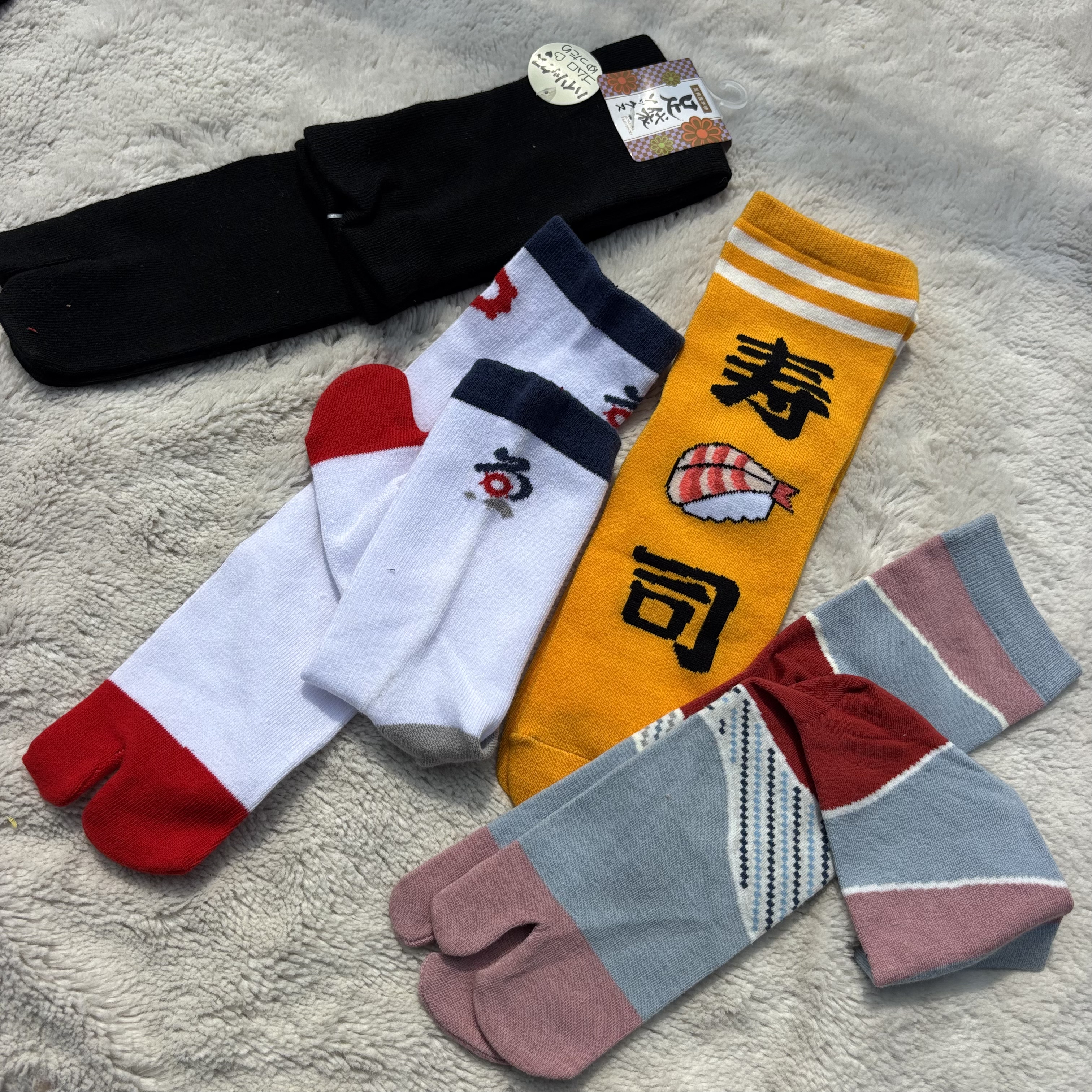 日本限定！外贸男士日式和风寿司二指袜中筒分趾袜足袋木屐猪蹄袜