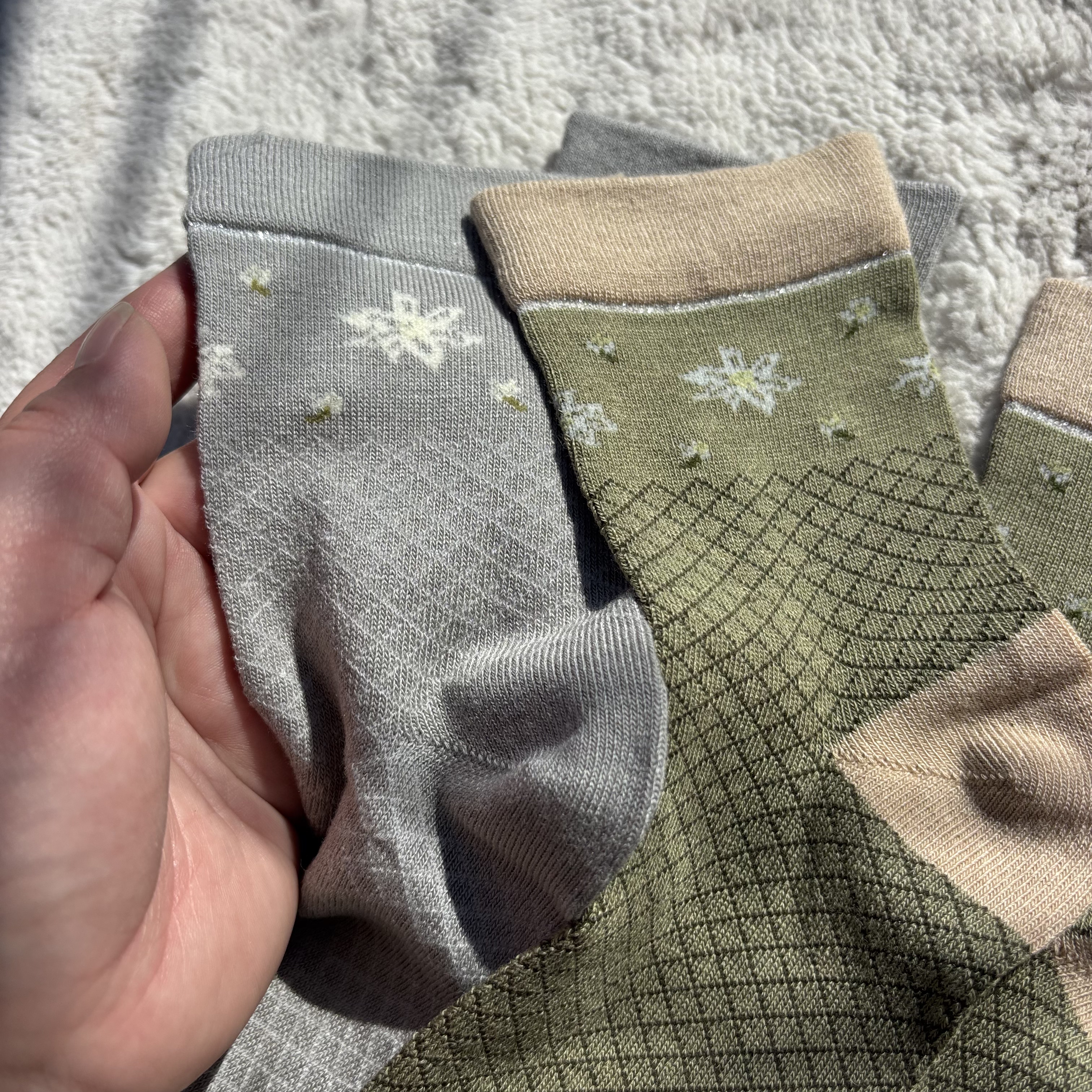 英国本土品牌！乡野复古！外贸女款纯棉薄款格纹碎花中筒松口袜子