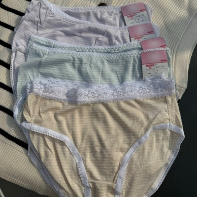 超级薄软外贸日单。夏季女士中低腰内裤条纹清新少女学生三角裤头