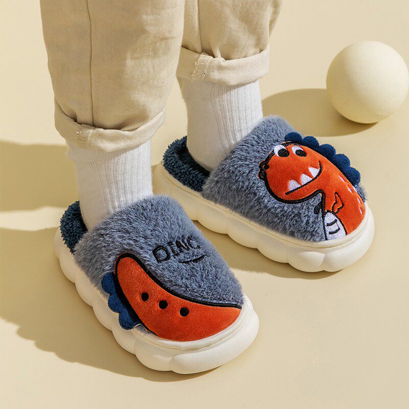 卡通恐龙儿童棉拖鞋秋冬