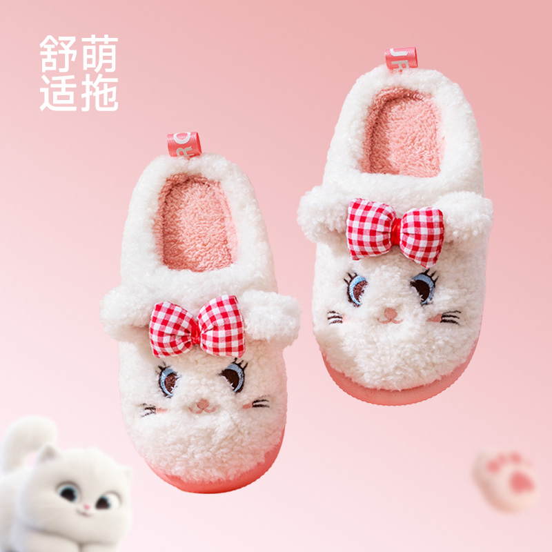 zhubaba秋冬新款可爱猫咪棉拖鞋