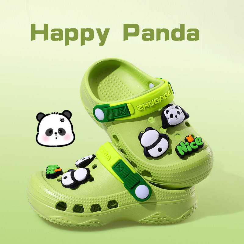 zhubaba卡通宝宝熊猫洞洞鞋
