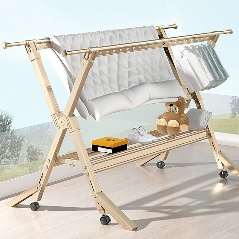 女士专款铝合金晒被子落地折叠