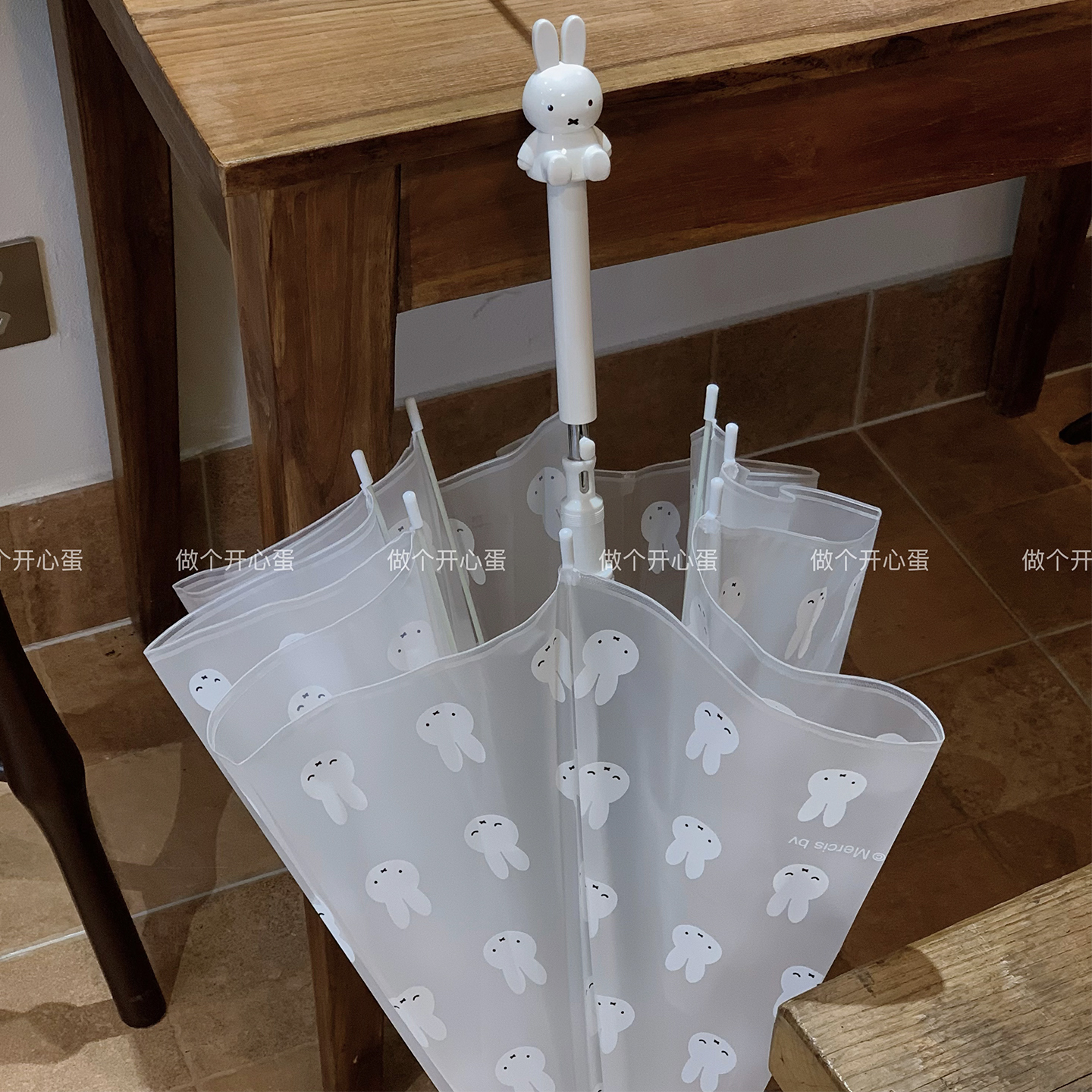 正版授权miffy米菲兔伞磨砂透明长柄伞可爱公仔头伞柄直杆雨伞