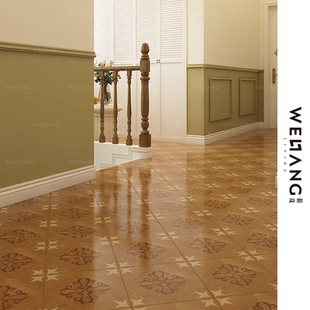 法式复古木纹砖客卧室别墅民宿服装店仿实木地砖艺术拼花瓷砖300