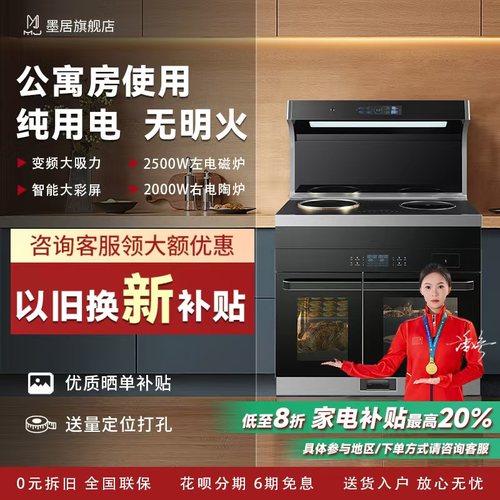 电磁炉电陶炉纯电侧吸下排集成灶