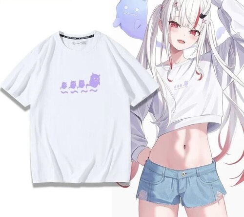 hololive虚拟主播百鬼绫目动漫周边cos短袖纯棉t恤男女二次元衣服