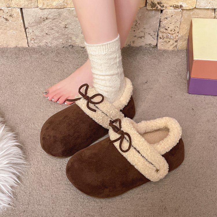 小众设计蝴蝶结勃肯棉鞋女2025冬爆款厚底加绒保暖懒人东北雪地靴