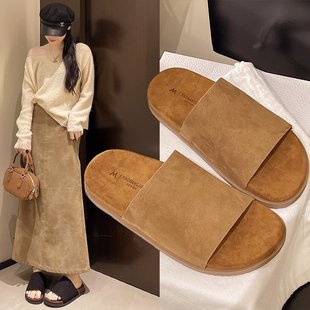 复古一字拖鞋 女外穿2025新款 夏季 厚底增高休闲百搭懒人沙滩凉拖鞋