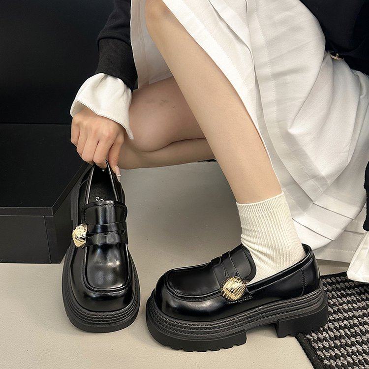 法式粗跟增高乐福鞋女2026新款春季矮子乐厚底鞋英伦风时尚小皮鞋,女鞋,浅口单鞋,淘宝优惠券,粉丝福利购,淘宝优惠卷