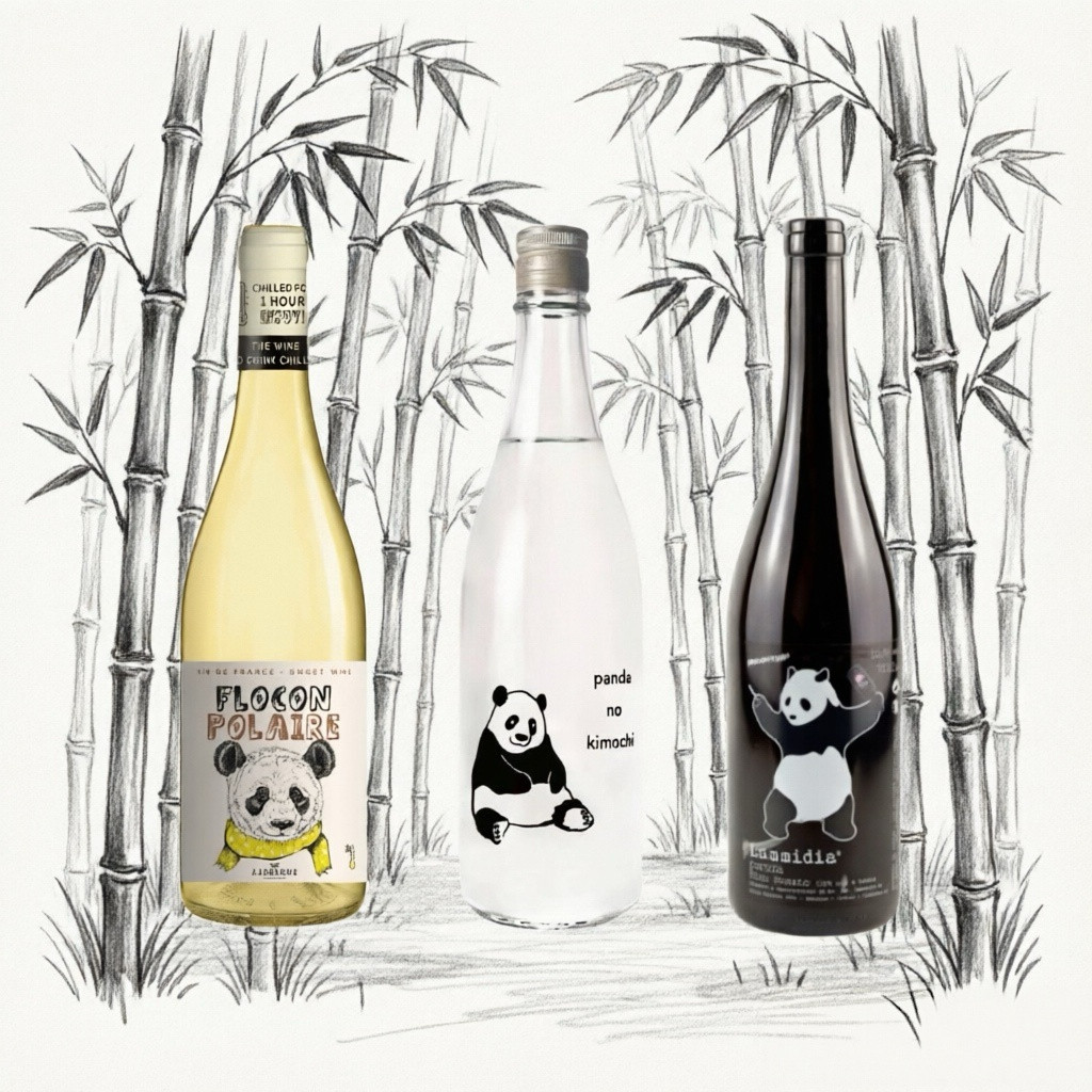 可爱熊猫世界意大利桃红法国半甜白葡萄酒日本纯米大吟酿组合装