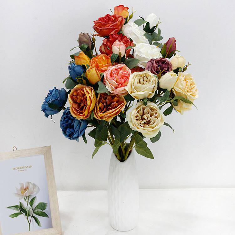 仿真复古玫瑰花欧式家居装饰婚庆绢布花摄影拍摄假花宝石玫瑰花