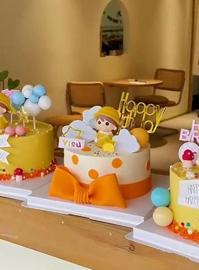 黄色雨衣女孩男孩蛋糕摆件幼儿园儿童节卡通萌萌可爱背包装扮装饰