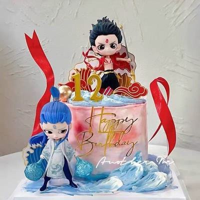 哪吒蛋糕装饰摆件魔童三太子敖丙神话人物我命由我不由天混天绫