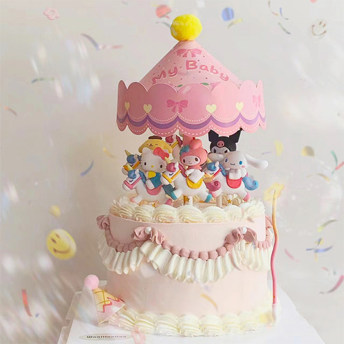 骑马三丽鸥蛋糕装饰摆件