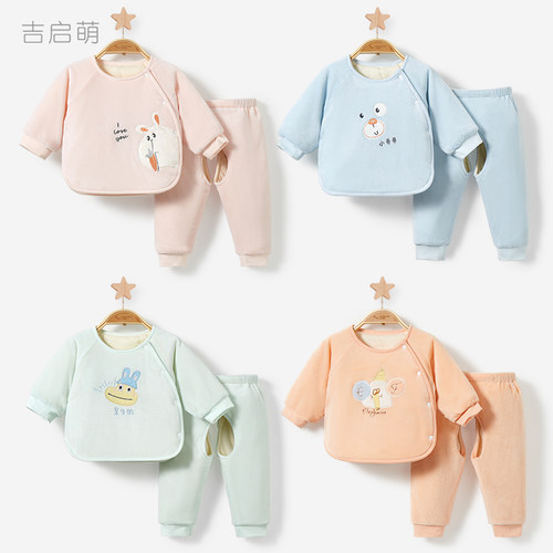 新生儿三层夹棉秋冬保暖套装