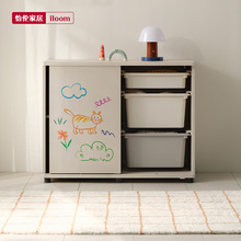 iloom儿童收纳柜书柜蒙氏宝宝玩具储物柜移门收纳柜实木置物书架