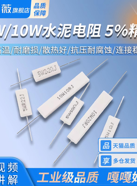 5W10W水泥电阻0.22/1/2/2.2/5/8/10/20R ΩJ RJ 欧 陶瓷 5%电阻器