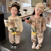 时髦洋气春秋儿童婴幼儿女宝宝运动衣服 卫衣套装 女童春装 2026新款