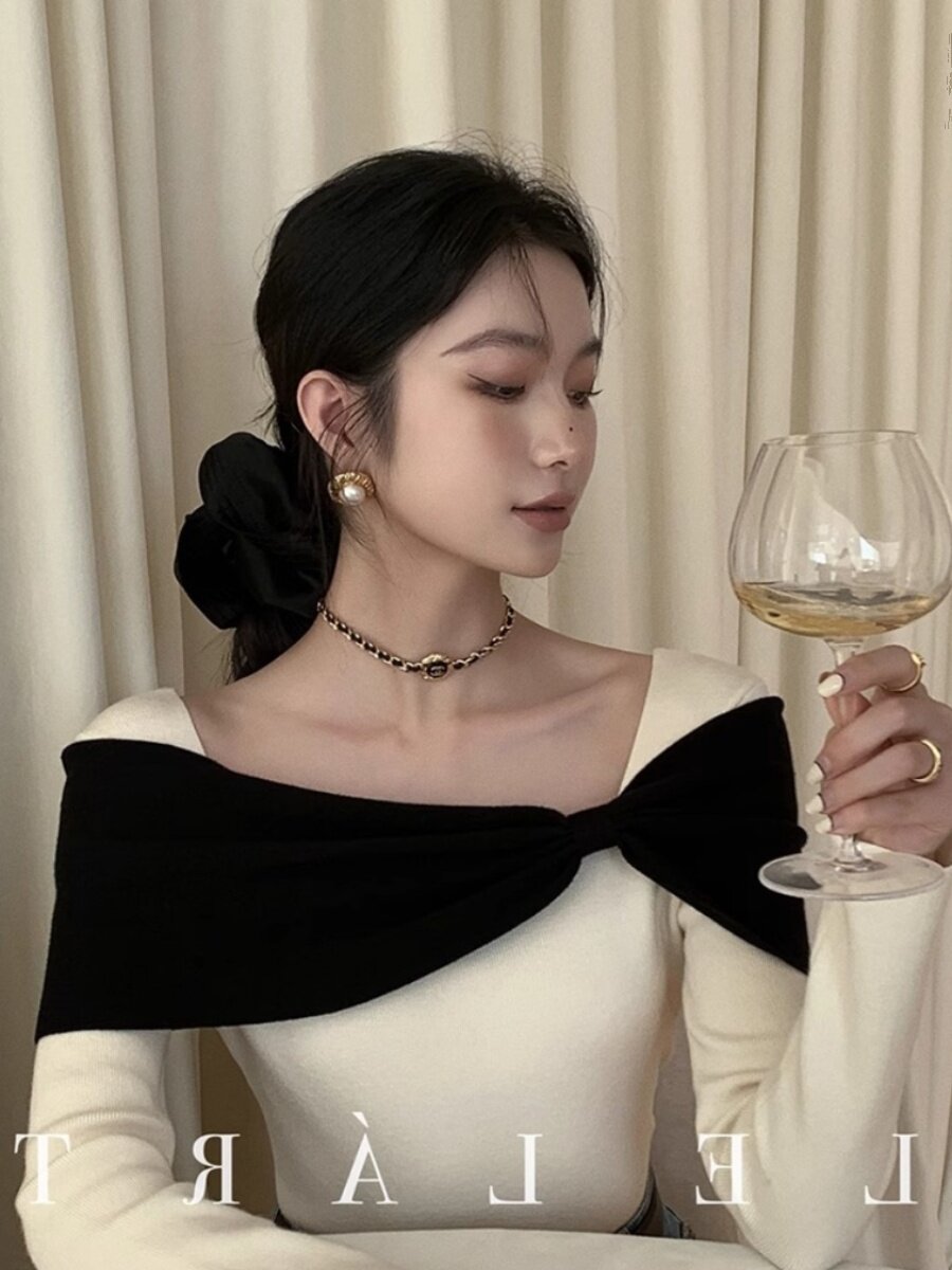 off-shoulder knitted sweater - Taobao product photo 4