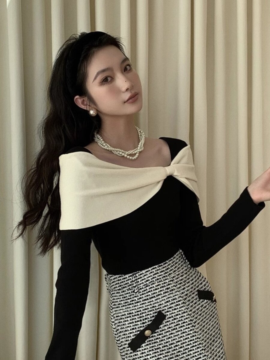 off-shoulder knitted sweater - Taobao product photo 5
