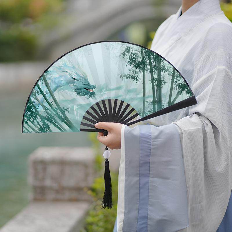夏季舞蹈复古风晨袍汉服随身扇