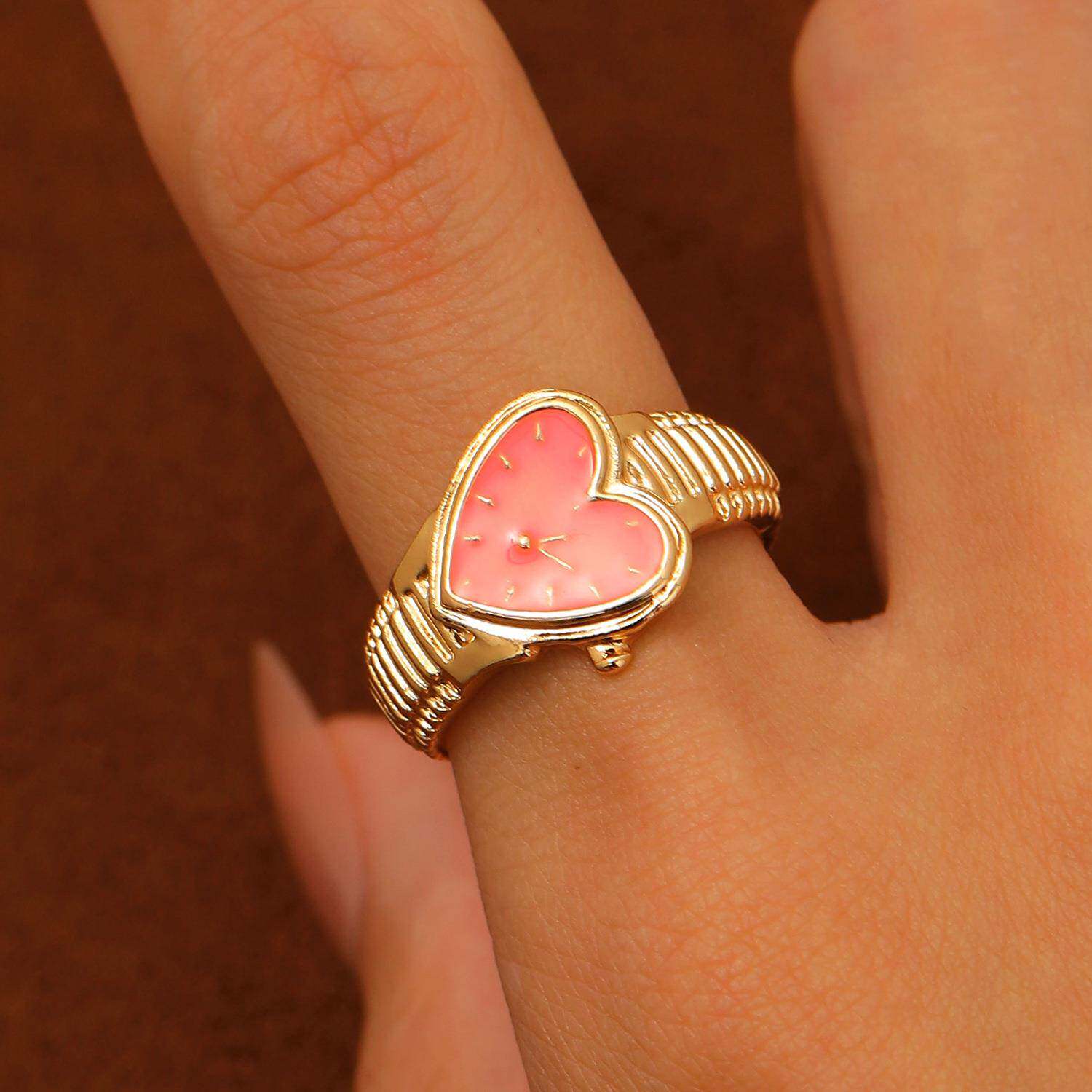 一只复古爱心小金表个性戒指时尚优雅欧美独特潮流情侣款指戒