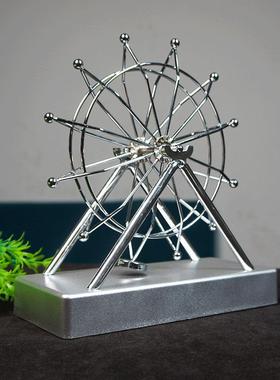 创意摩天轮金银色带USB永动仪平衡蜻蜓带底座礼品工艺品摆件礼物