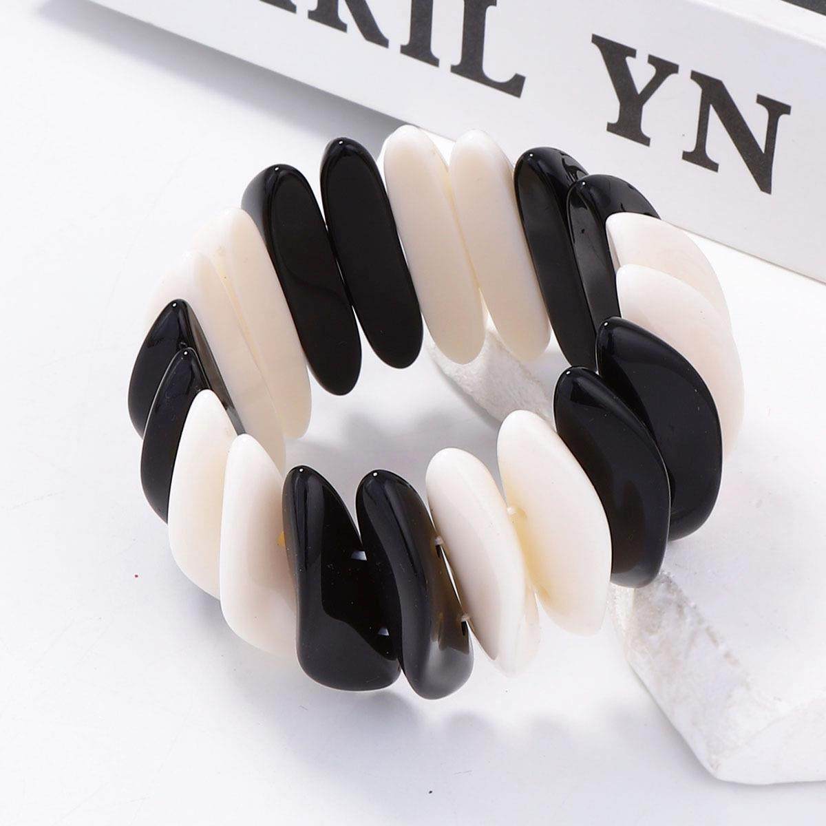 跨境欧美个性潮流黑白拼接几何弹力绳项链手镯套装休闲百搭女配饰,饰品/流行首饰/时尚饰品新,组合套装,淘宝优惠券,粉丝福利购,淘宝优惠卷