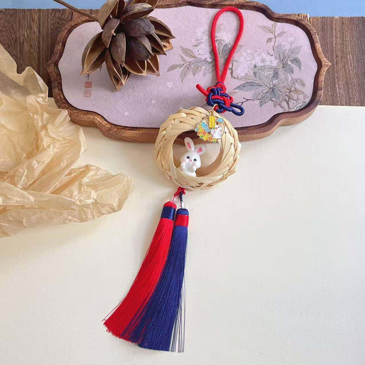 2025中秋节手工竹编挂件平安扣车挂入户门挂饰古风流苏兔伴手礼,节庆用品/礼品,节日装扮用品,淘宝优惠券,粉丝福利购,淘宝优惠卷