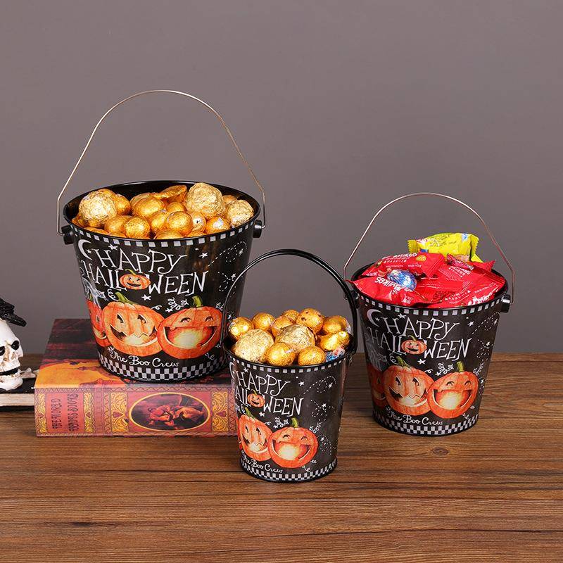 万圣节南瓜桶糖果巧克力收纳万圣节日派对布置道具儿童手提糖果桶