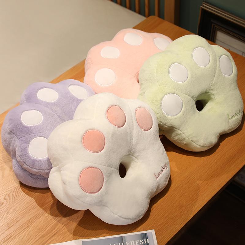 跨境新品萌萌猫爪暖手午睡枕卡通枕头趴睡枕毛绒玩具抱枕女生礼物