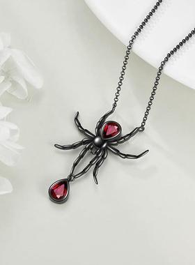 欧美跨境新品万圣节蜘蛛吊坠项链时尚风夸张哥特风蜘蛛礼物项链