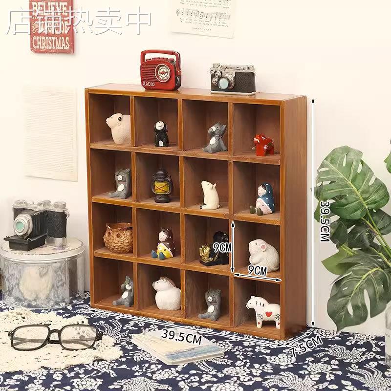 墙上置物架墙壁挂墙收纳盒免打孔实木格子墙面装饰柜挂架桌面