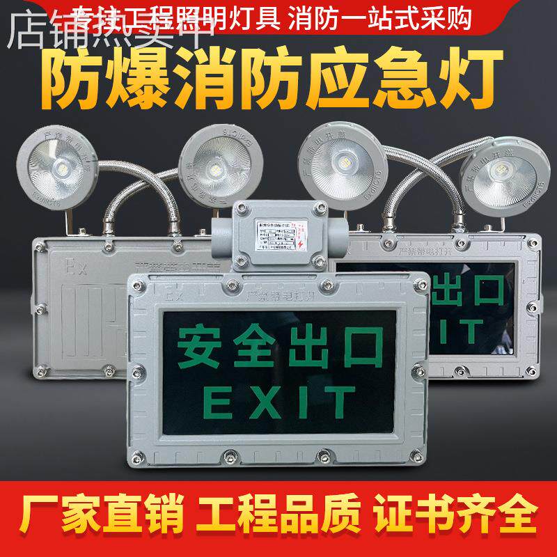 防爆应急灯双头应急灯EX明装防爆方形防爆安全出口标志灯指示灯
