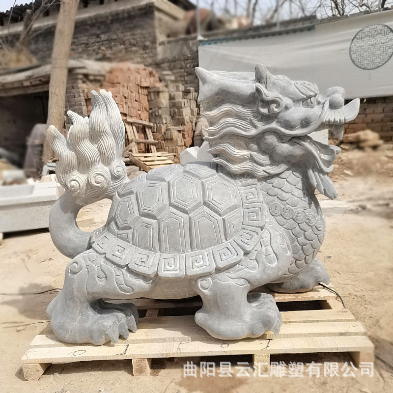 订置户外石雕动物龙龟汉白玉晚霞红青石喷水龙头龟龙头碑庭院摆件