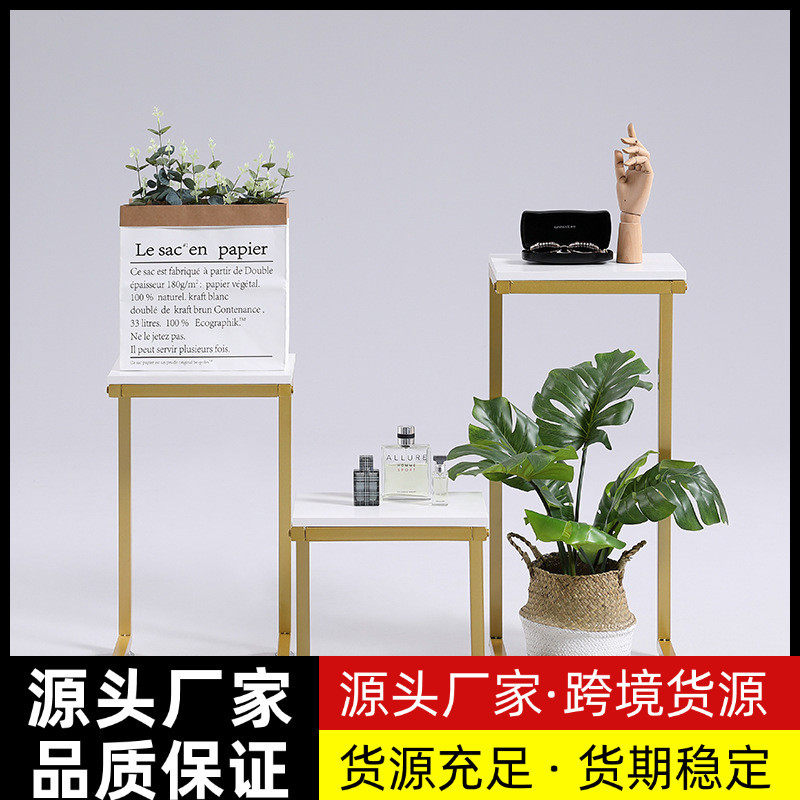 ins服装店展示架橱窗装饰道具展示架高低流水中岛水台绿植置物架