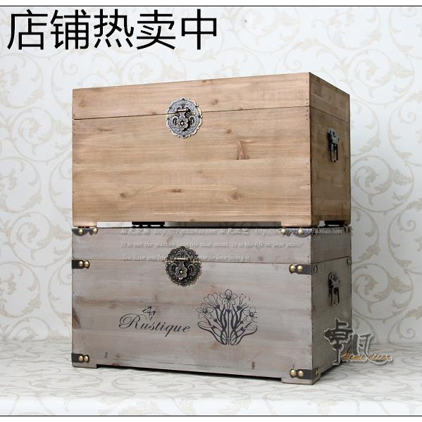 北欧装饰木箱复古做旧大号收纳实木老箱子定做带盖陈列储物箱道具