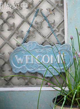 铁艺挂件welcome欢迎光临挂牌花园装饰欧式welcome门牌壁饰